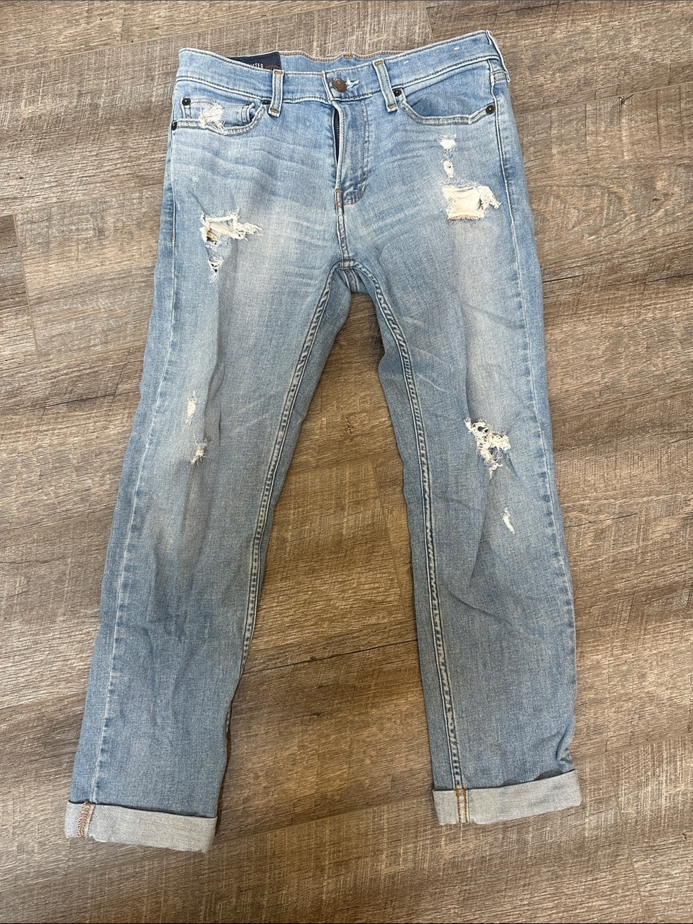Hollister Light Blue Ripped & Cropped Skinny Jeans Size 29
